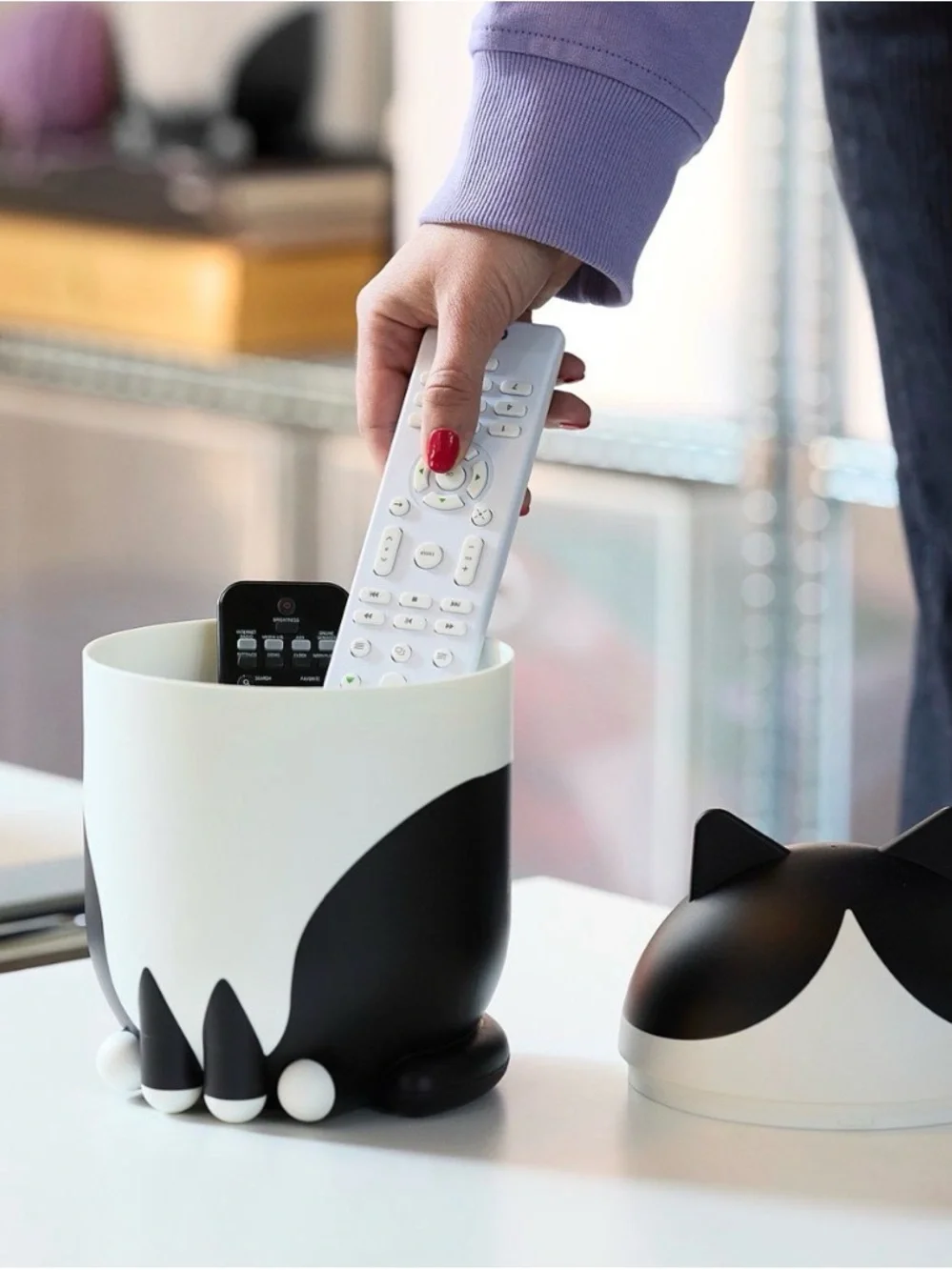 IKEA Grejsimojs black & white tuxedo CAT with lid storage adorable decoration